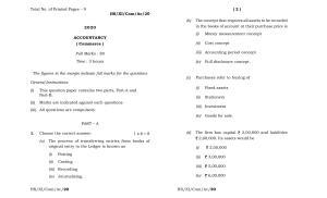 Meghalaya Board (MBOSE) Class 11 Accountancy 2020 Question Paper