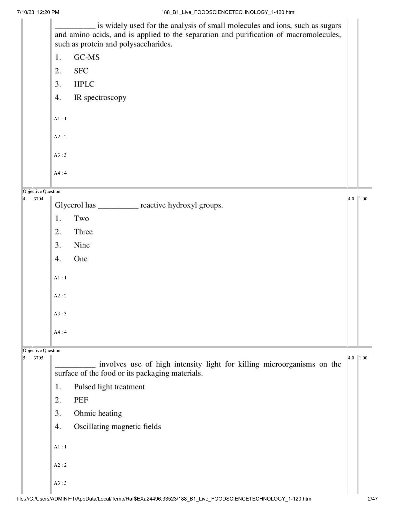 ICAR AIEEA PG 2023 FOOD SCIENCE TECHNOLOGY Question Paper - Page 2