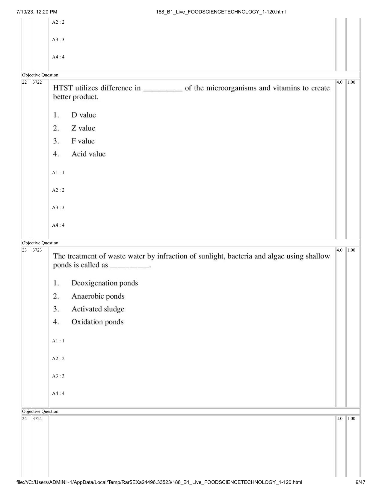 ICAR AIEEA PG 2023 FOOD SCIENCE TECHNOLOGY Question Paper - Page 9
