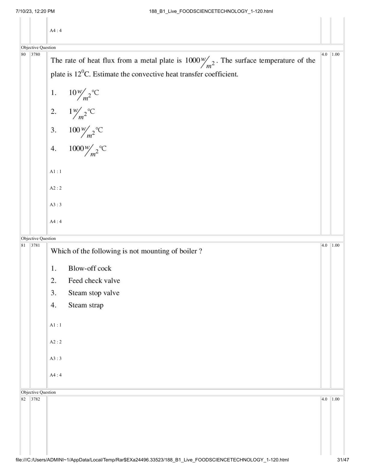 ICAR AIEEA PG 2023 FOOD SCIENCE TECHNOLOGY Question Paper - Page 31