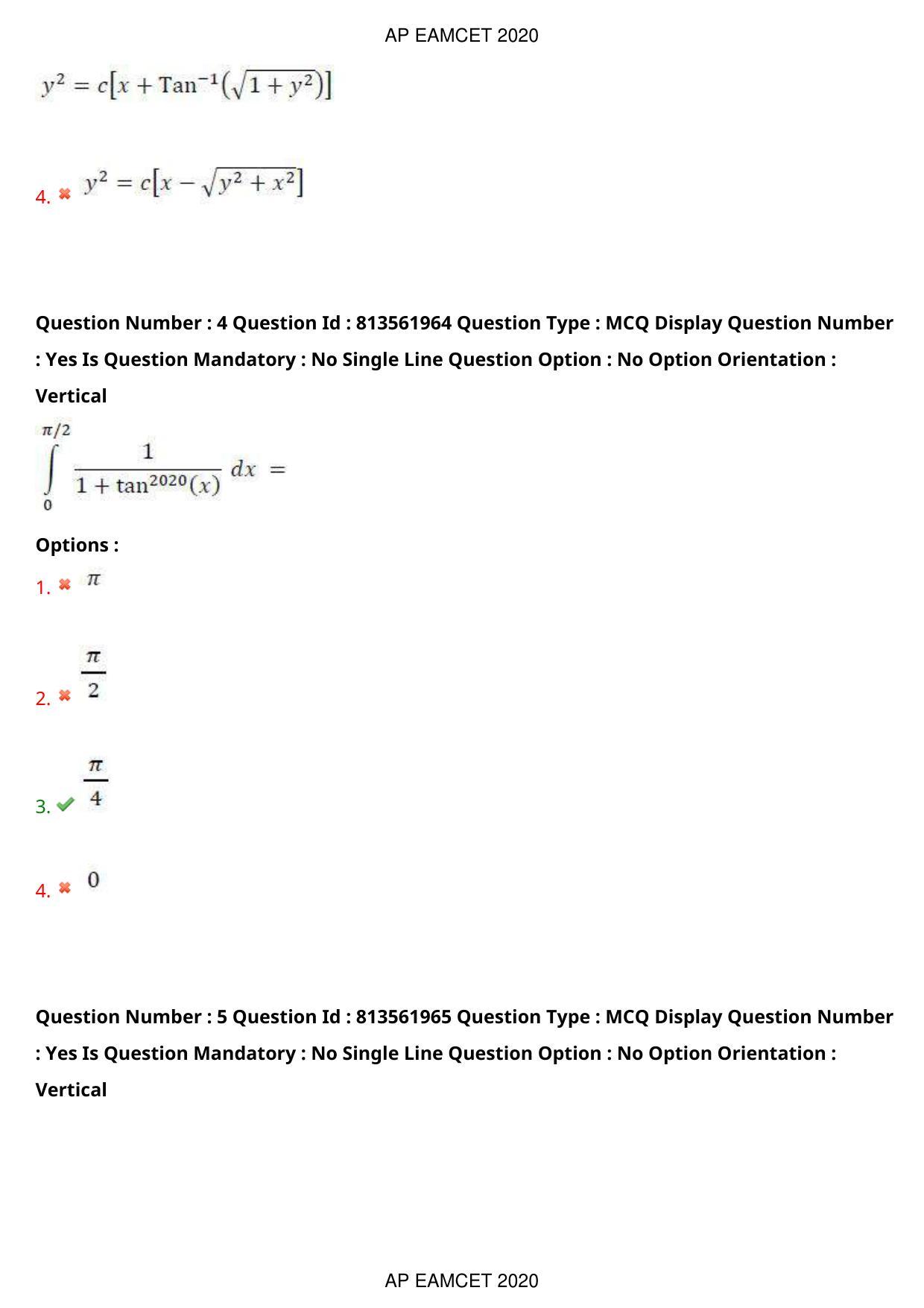 AP EAPCET 2020 - September 22, 2020- Shift 1 - Master Engineering Question Paper With Preliminary Keys - Page 4
