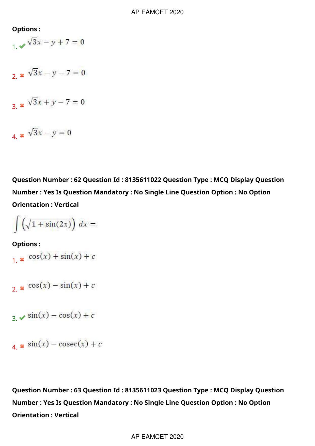 AP EAPCET 2020 - September 22, 2020- Shift 1 - Master Engineering Question Paper With Preliminary Keys - Page 41