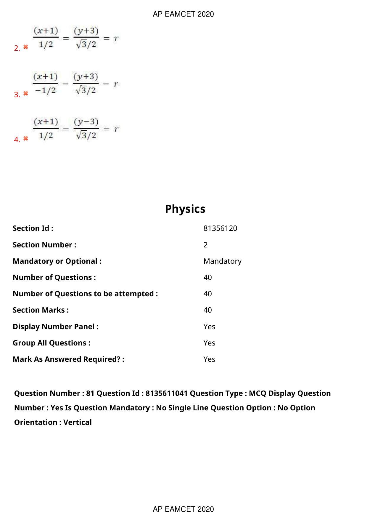 AP EAPCET 2020 - September 22, 2020- Shift 1 - Master Engineering Question Paper With Preliminary Keys - Page 53