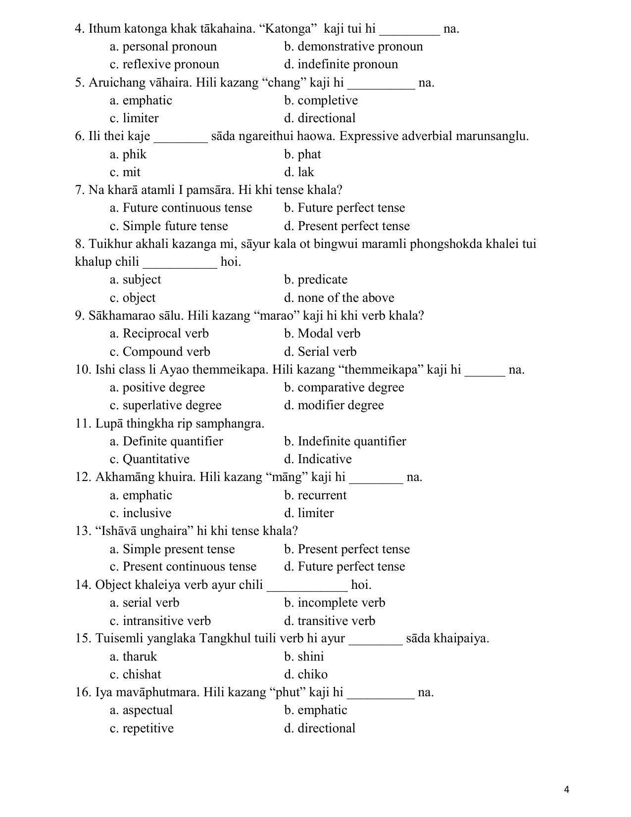 CBSE Class 12th Tangkhul Sample Question Paper 2021-22 - Page 4