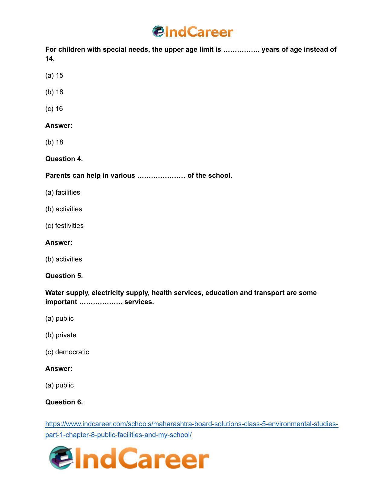 Maharashtra Board Solutions Class 5-Environmental Studies (Part 1): Chapter 8- Public Facilities and My School - Page 6