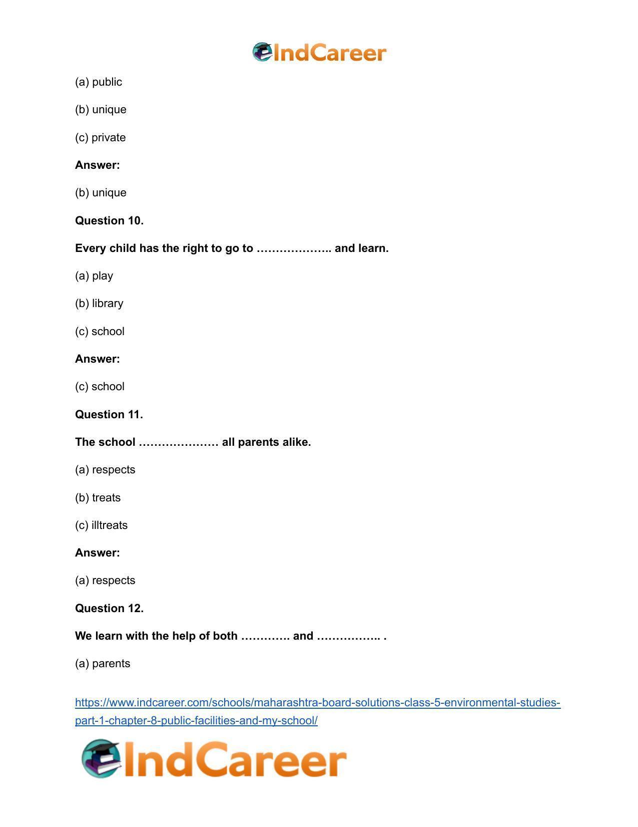 Maharashtra Board Solutions Class 5-Environmental Studies (Part 1): Chapter 8- Public Facilities and My School - Page 8