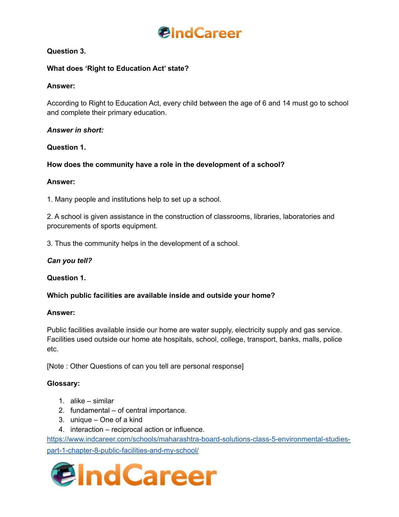 Maharashtra Board Solutions Class 5-Environmental Studies (Part 1): Chapter 8- Public Facilities and My School - Page 10