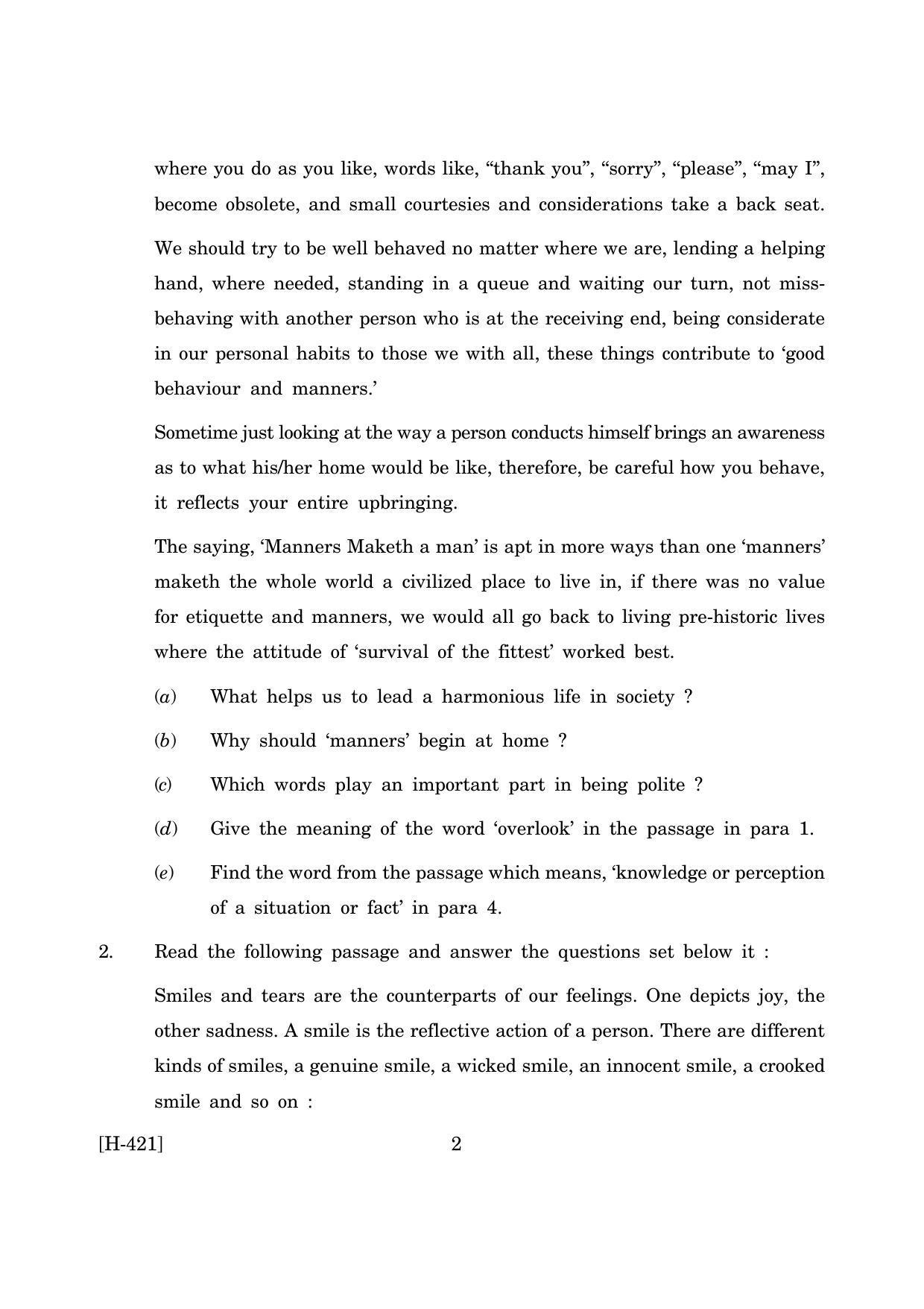 Goa Board Class 12 English II 2019 (June 2019) Question Paper - Page 2