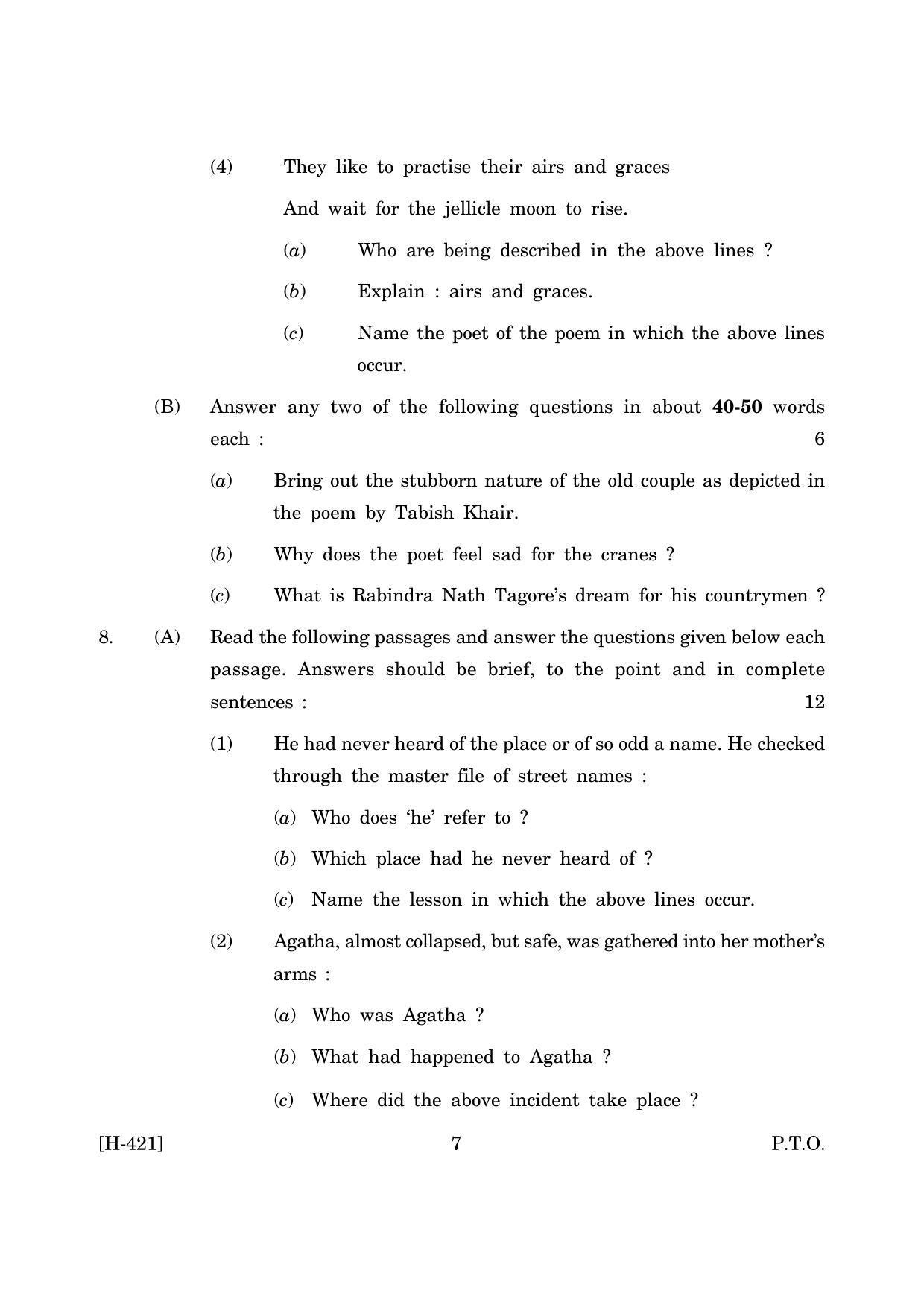 Goa Board Class 12 English II 2019 (June 2019) Question Paper - Page 7