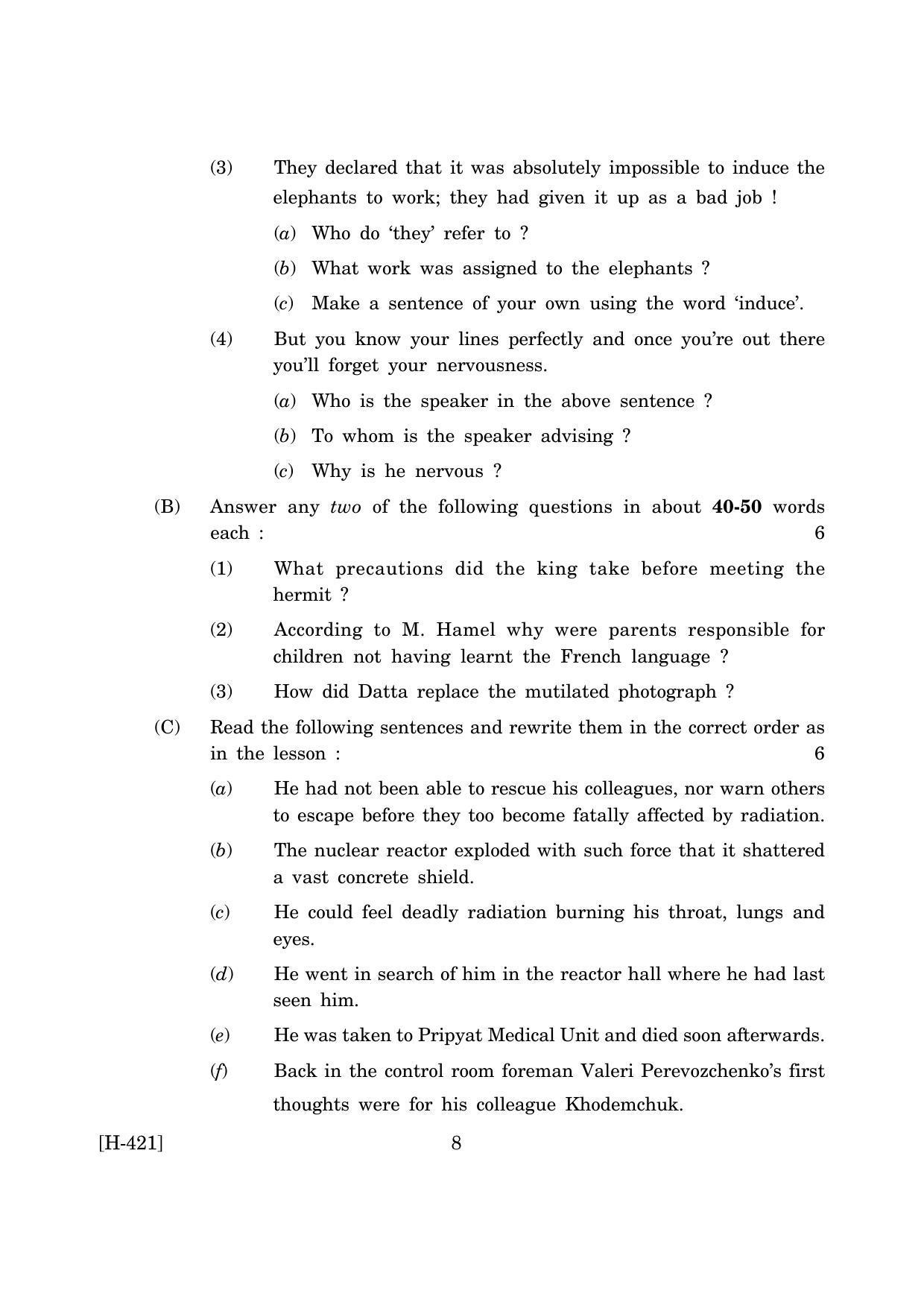 Goa Board Class 12 English II 2019 (June 2019) Question Paper - Page 8