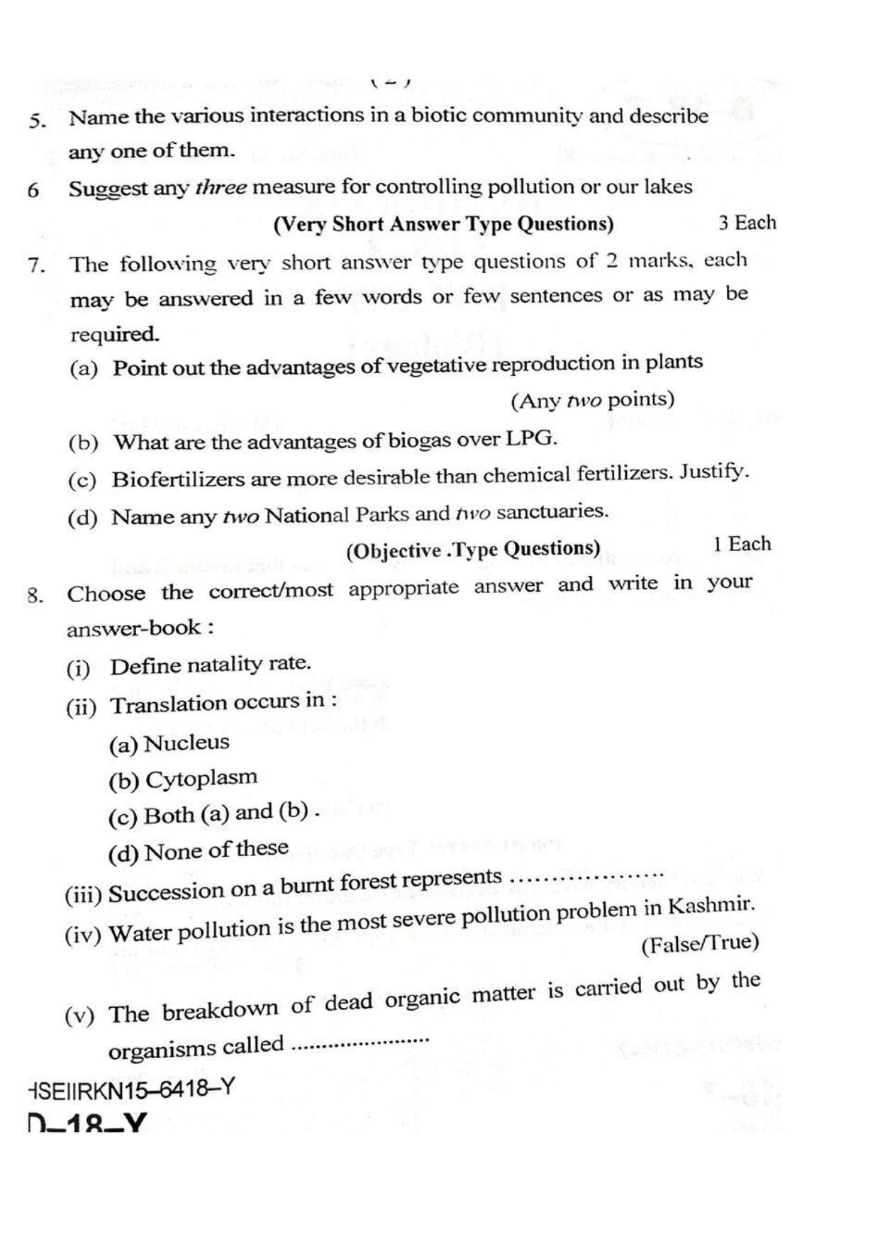 JKBOSE Class 12 Biology-Botany Question Papers 2015 (6418-Y) - Page 2
