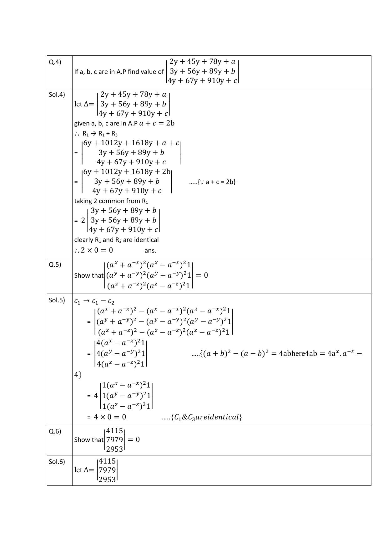 CBSE Worksheets for Class 12 Maths Determinants Assignment 1 - Page 2