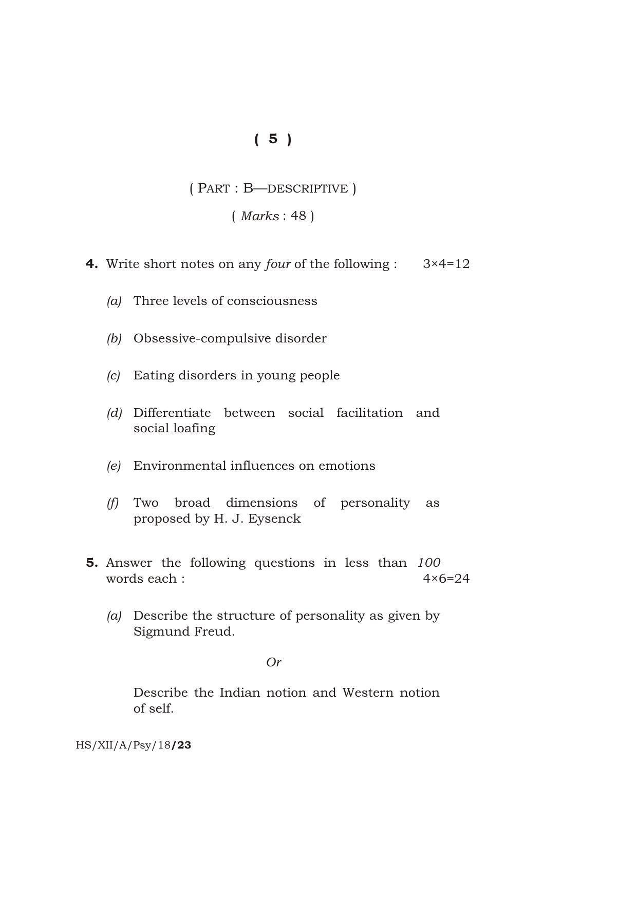 Meghalaya Board (MBOSE) Class 12 PSYCHOLOGY ( Theory ) 2018 Question Paper - Page 5