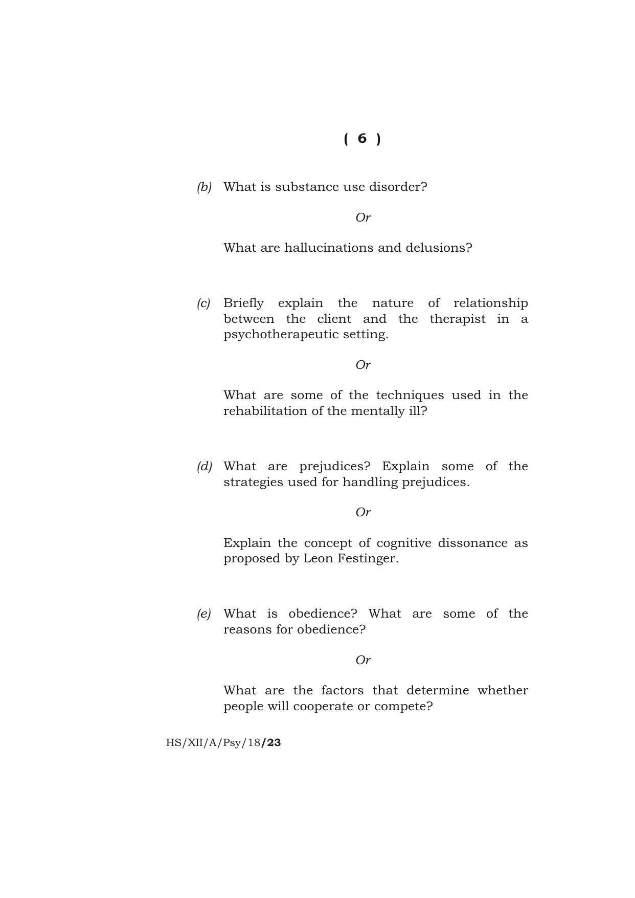 Meghalaya Board (MBOSE) Class 12 PSYCHOLOGY ( Theory ) 2018 Question Paper - Page 6