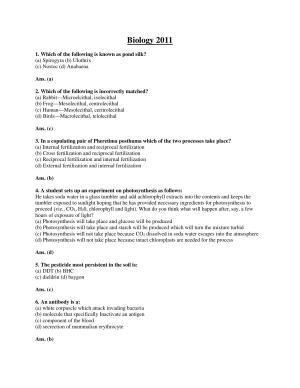 BCECE Previous Year Papers 2011 Biology