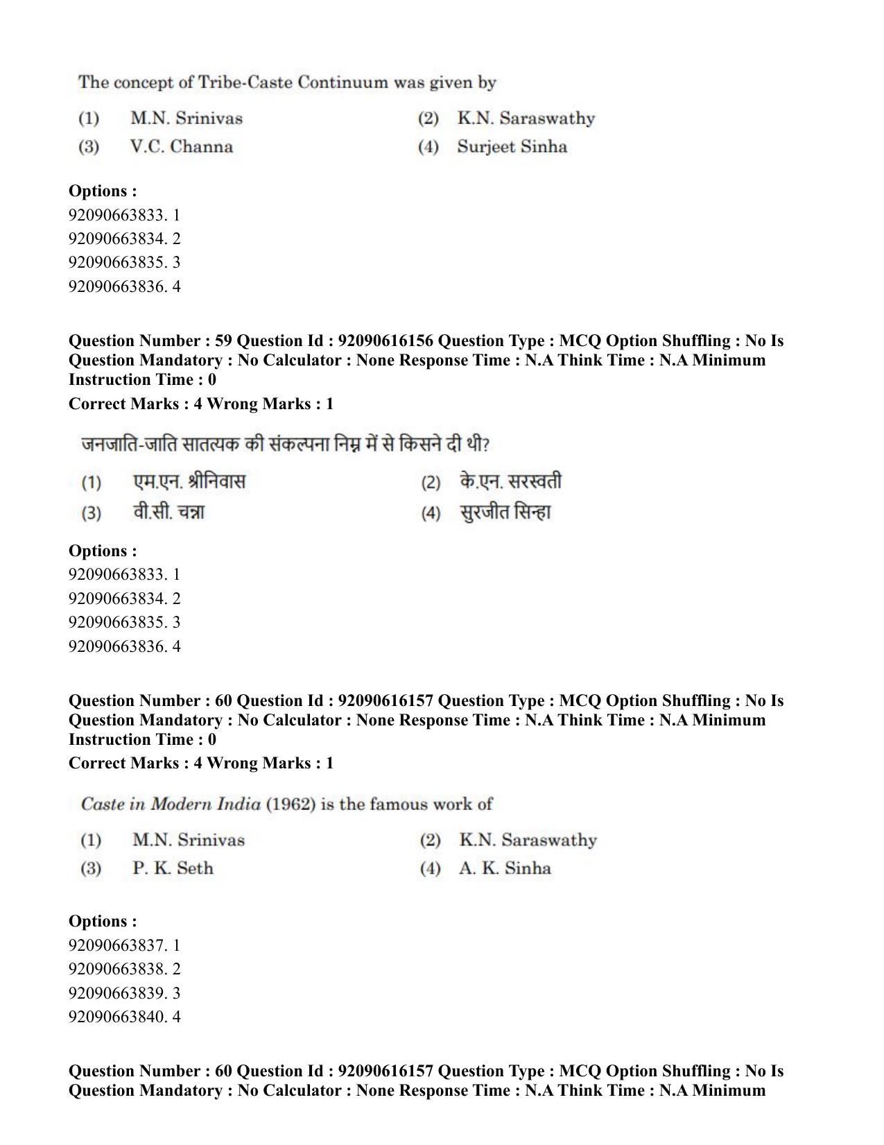 CUET PG 2023: HUQP02 – Anthropology(HINDI)-Shift 1 (14-06-2023) Question Papers - Page 53