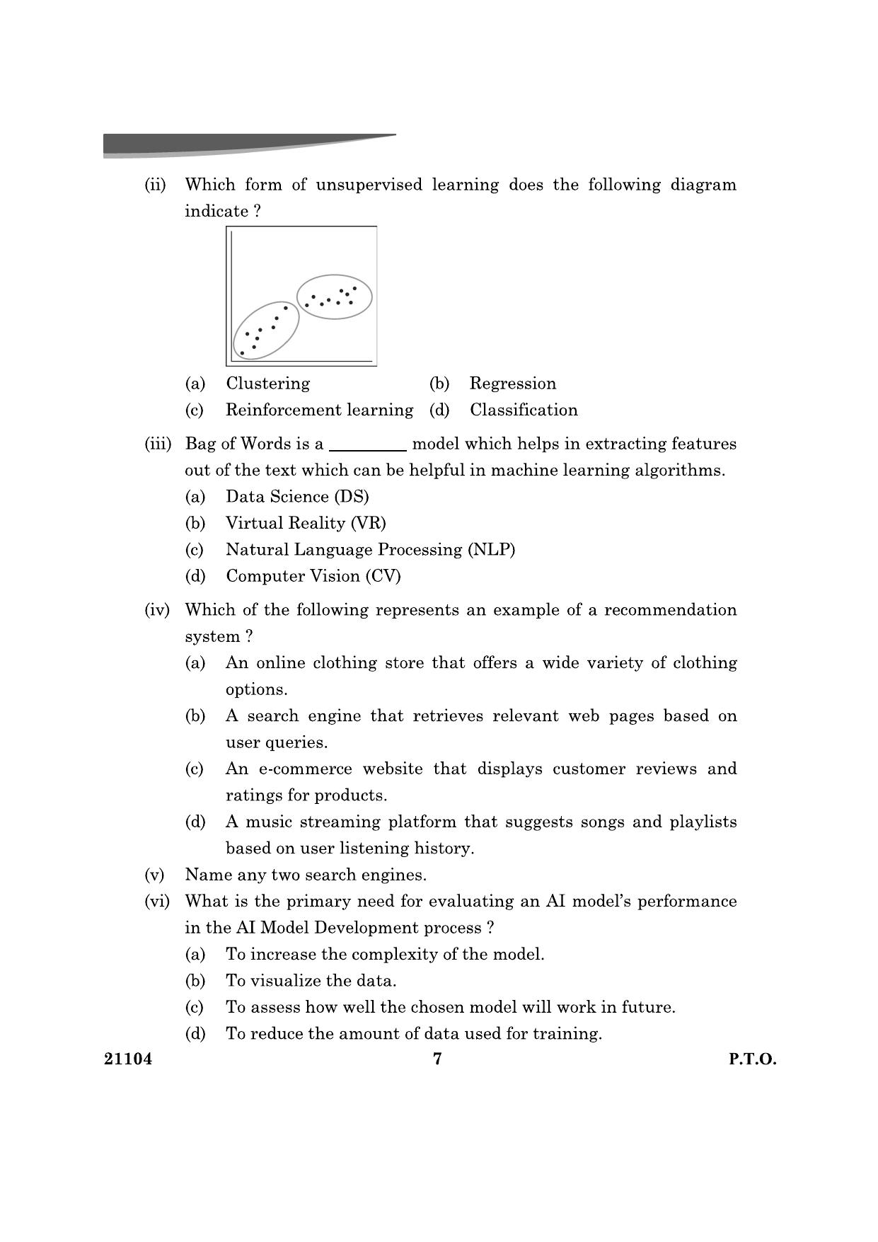 CBSE Class 10 Artificial Intelligence 2024 Question Paper - Page 7