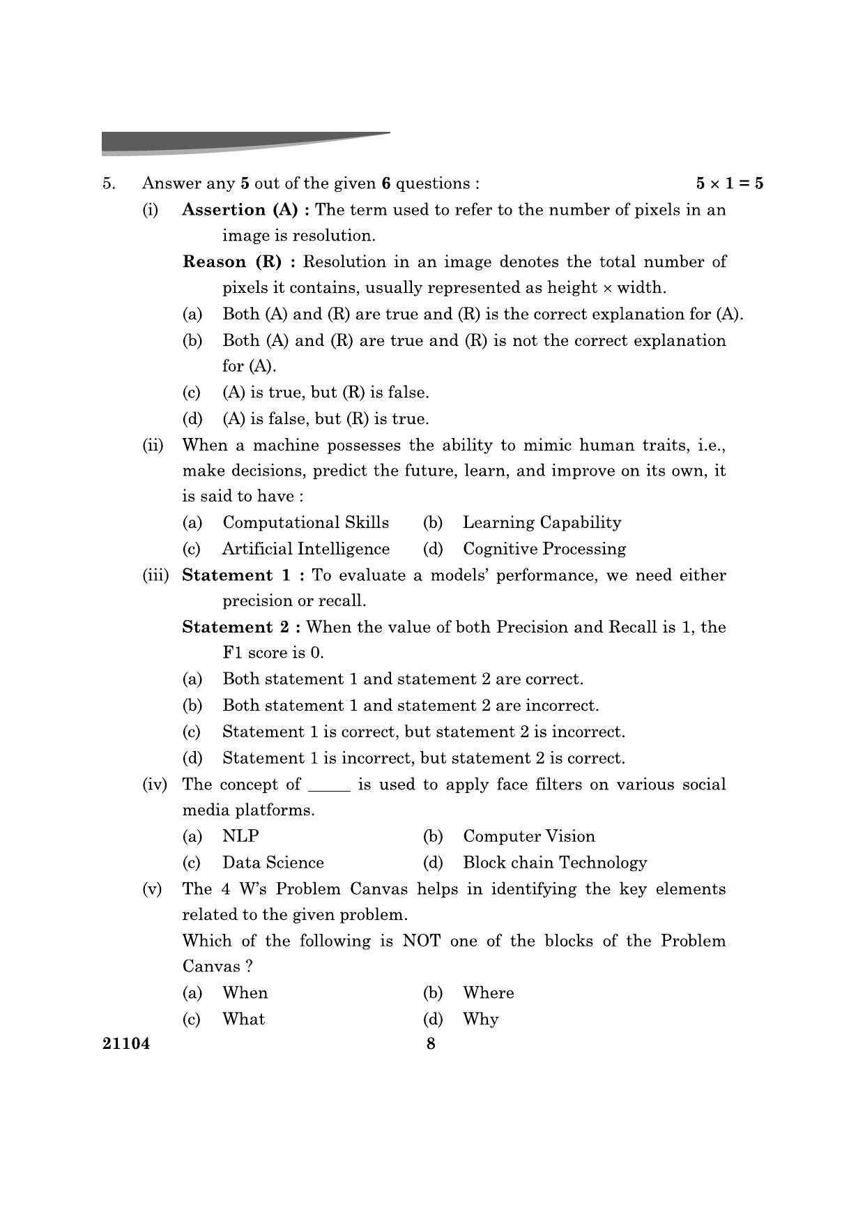 CBSE Class 10 Artificial Intelligence 2024 Question Paper - Page 8