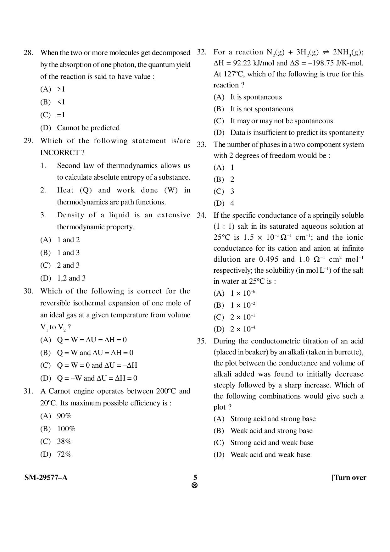KUET 2023 M.Sc. Chemistry Question Paper - Page 5