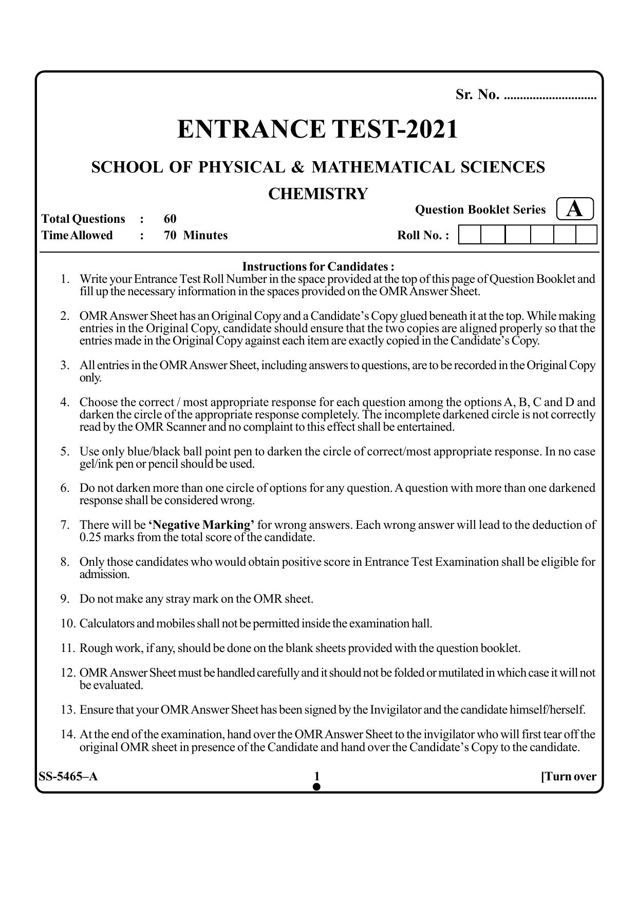 KUET 2023 M.Sc. Chemistry Question Paper - Page 22