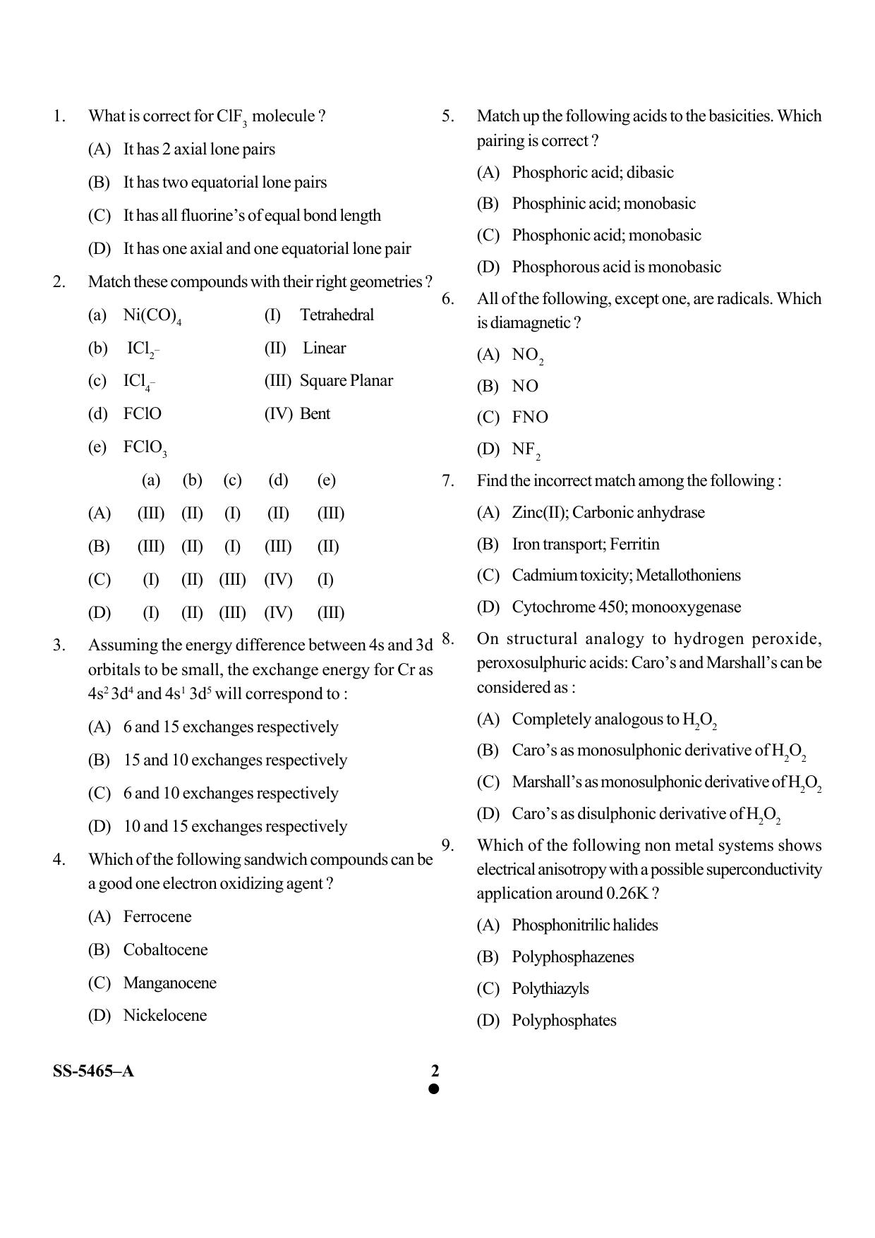 KUET 2023 M.Sc. Chemistry Question Paper - Page 23