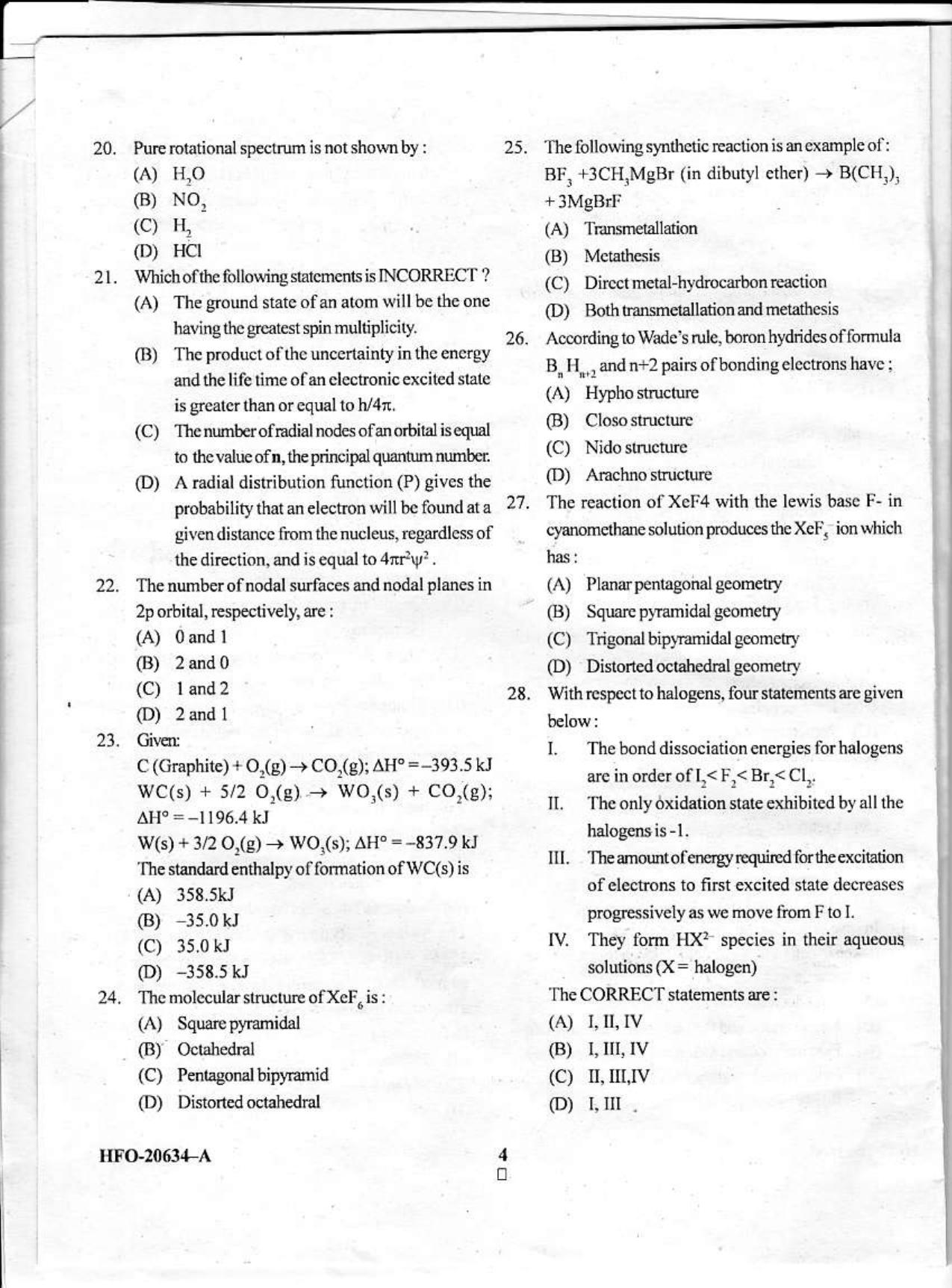 KUET 2023 M.Sc. Chemistry Question Paper - Page 45