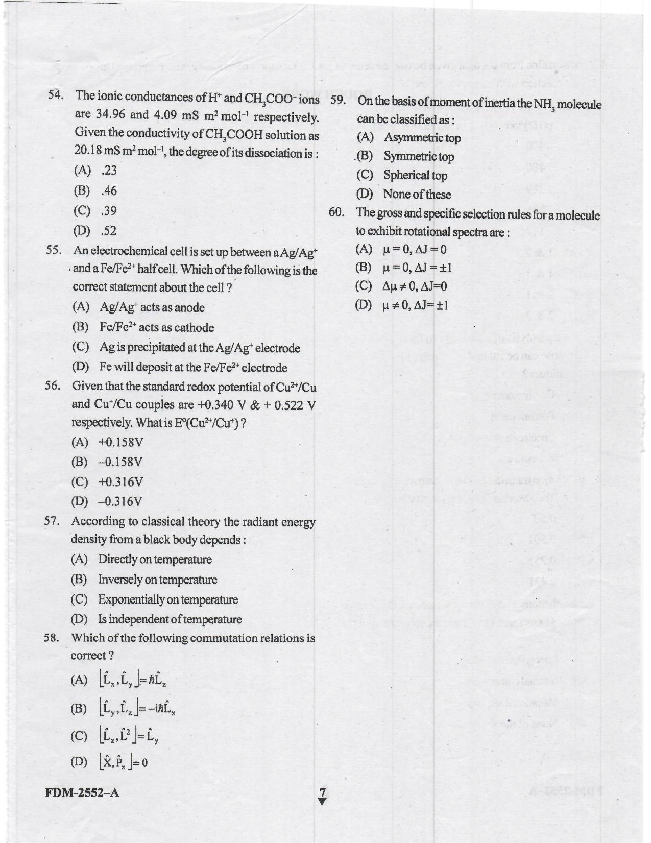 KUET 2023 M.Sc. Chemistry Question Paper - Page 55