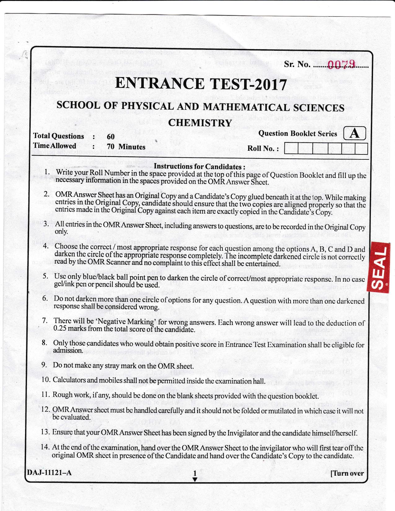 KUET 2023 M.Sc. Chemistry Question Paper - Page 56