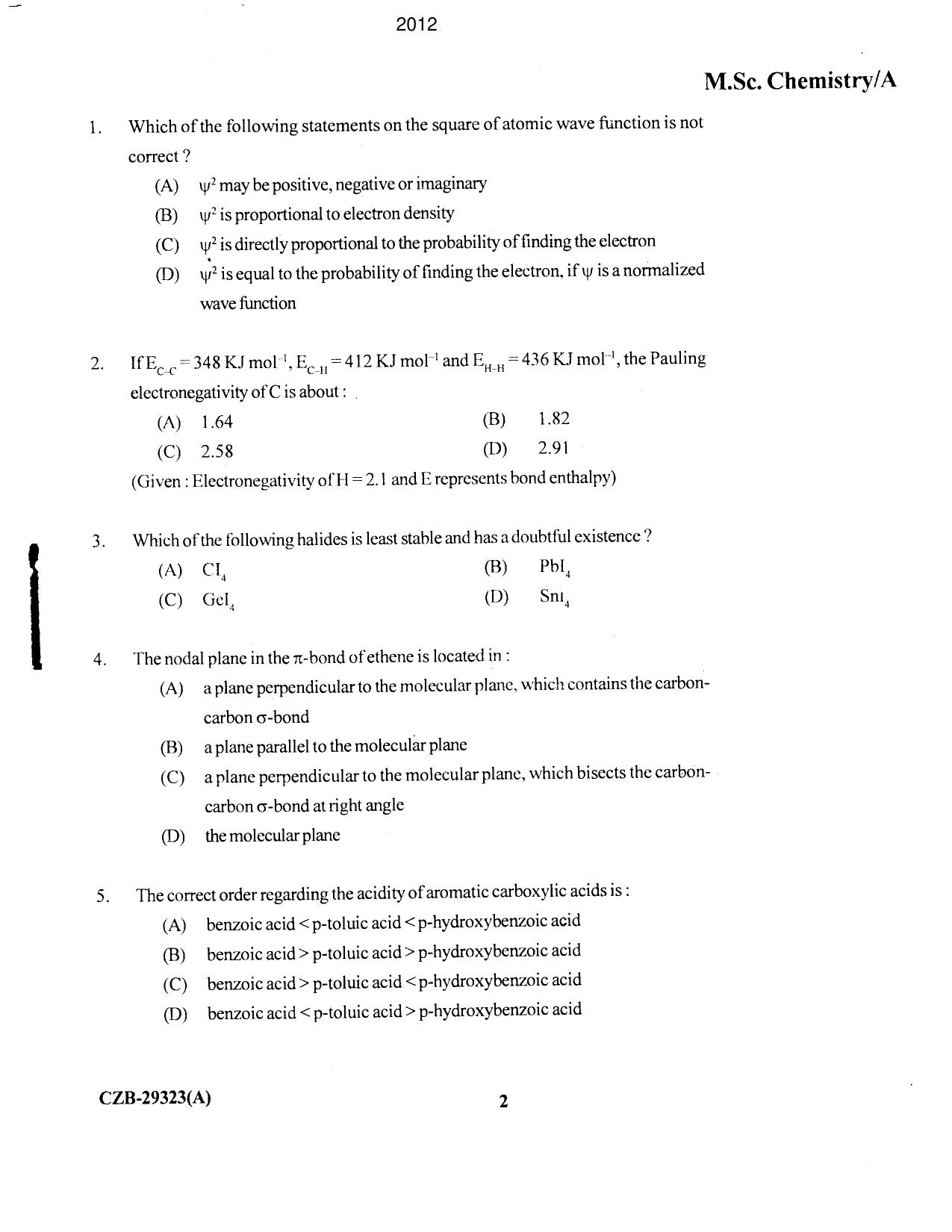 KUET 2023 M.Sc. Chemistry Question Paper - Page 87