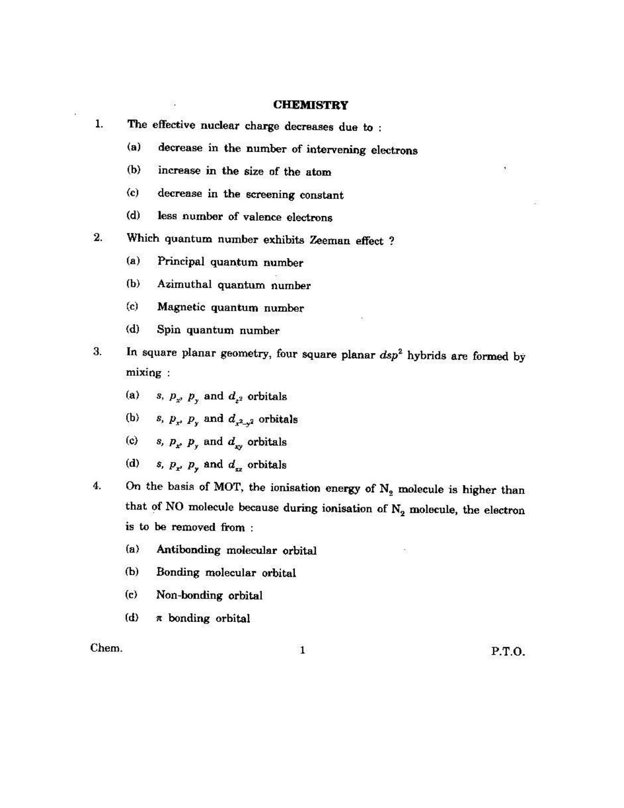 KUET 2023 M.Sc. Chemistry Question Paper - Page 116