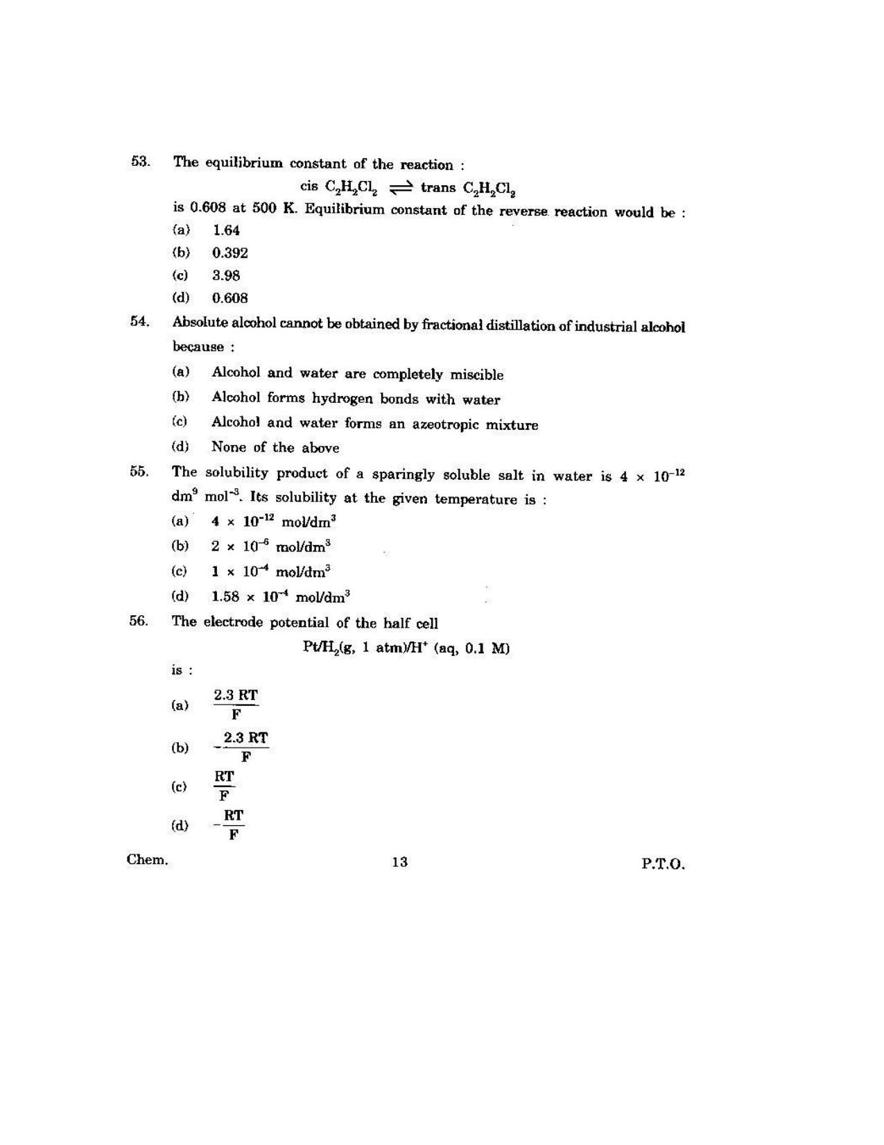 KUET 2023 M.Sc. Chemistry Question Paper - Page 128