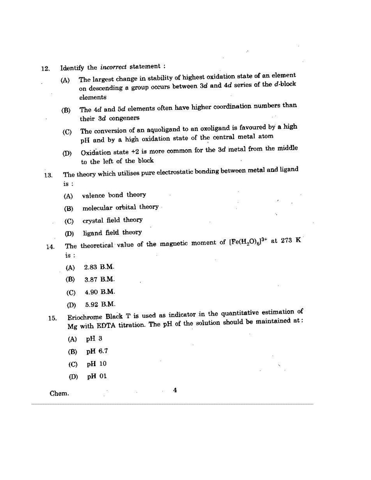 KUET 2023 M.Sc. Chemistry Question Paper - Page 133