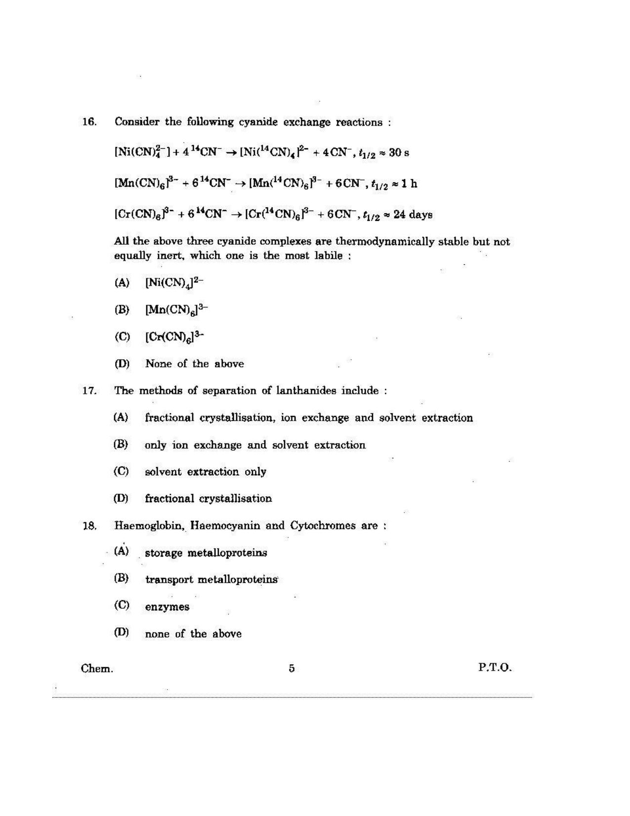 KUET 2023 M.Sc. Chemistry Question Paper - Page 134