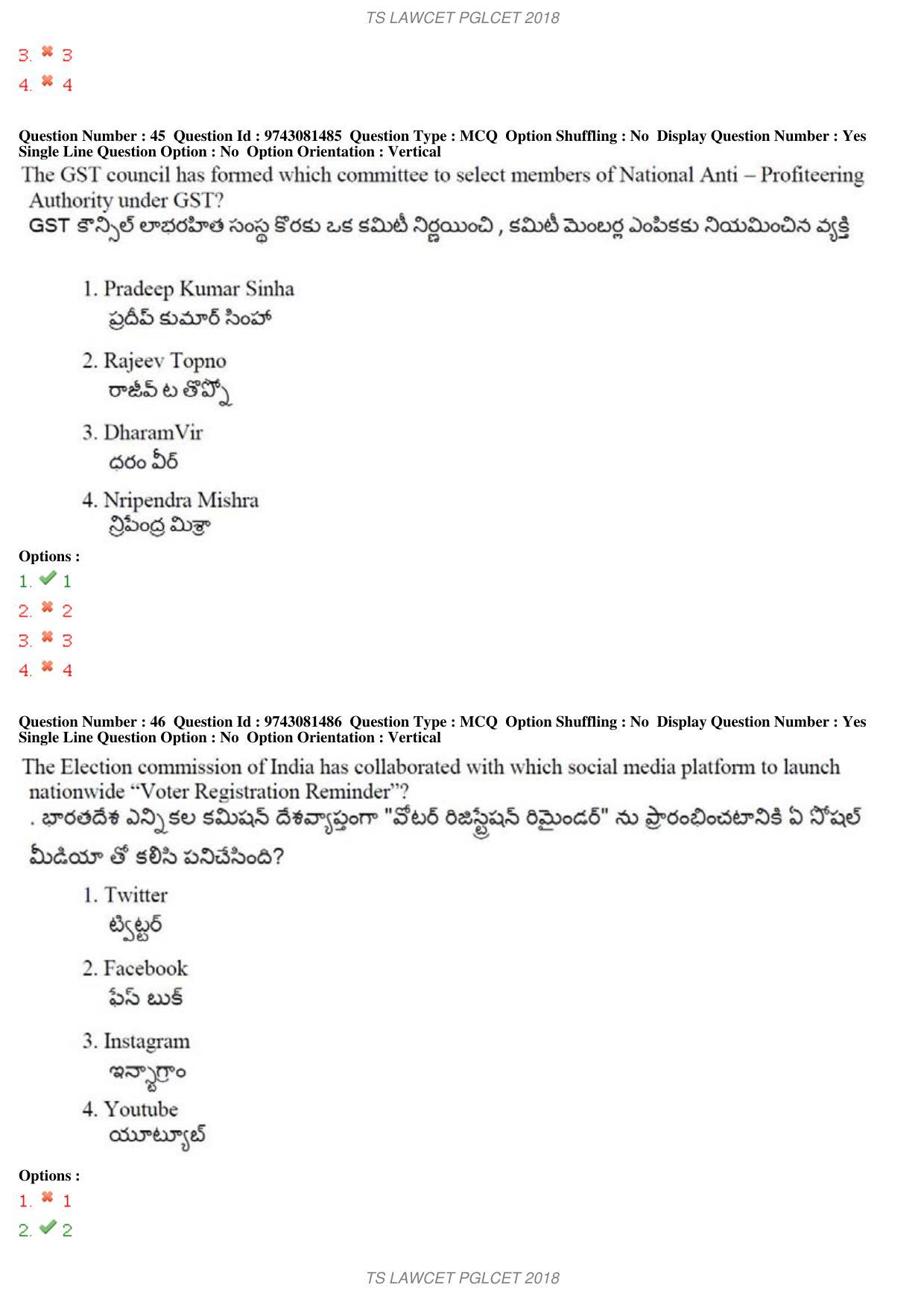 TS LAWCET 5 Year 2018 Question Paper - Page 29