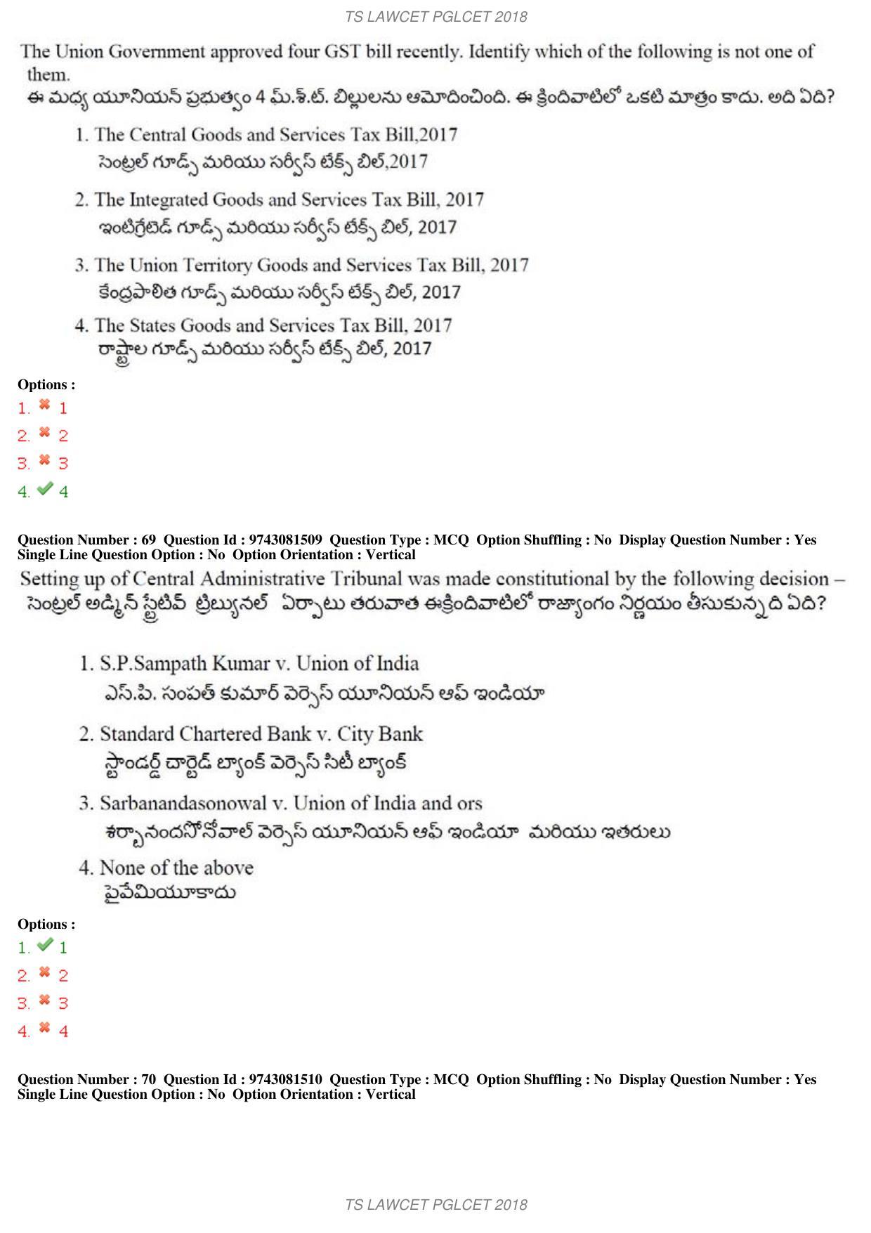 TS LAWCET 5 Year 2018 Question Paper - Page 46