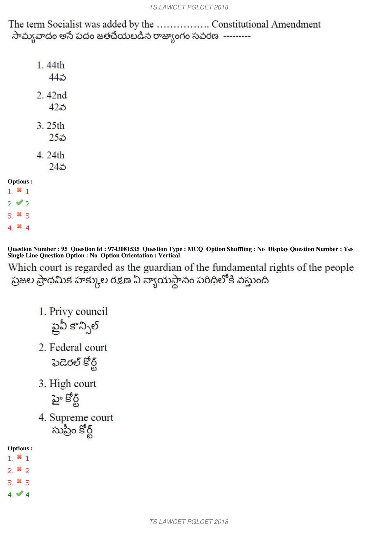 TS LAWCET 5 Year 2018 Question Paper - Page 63