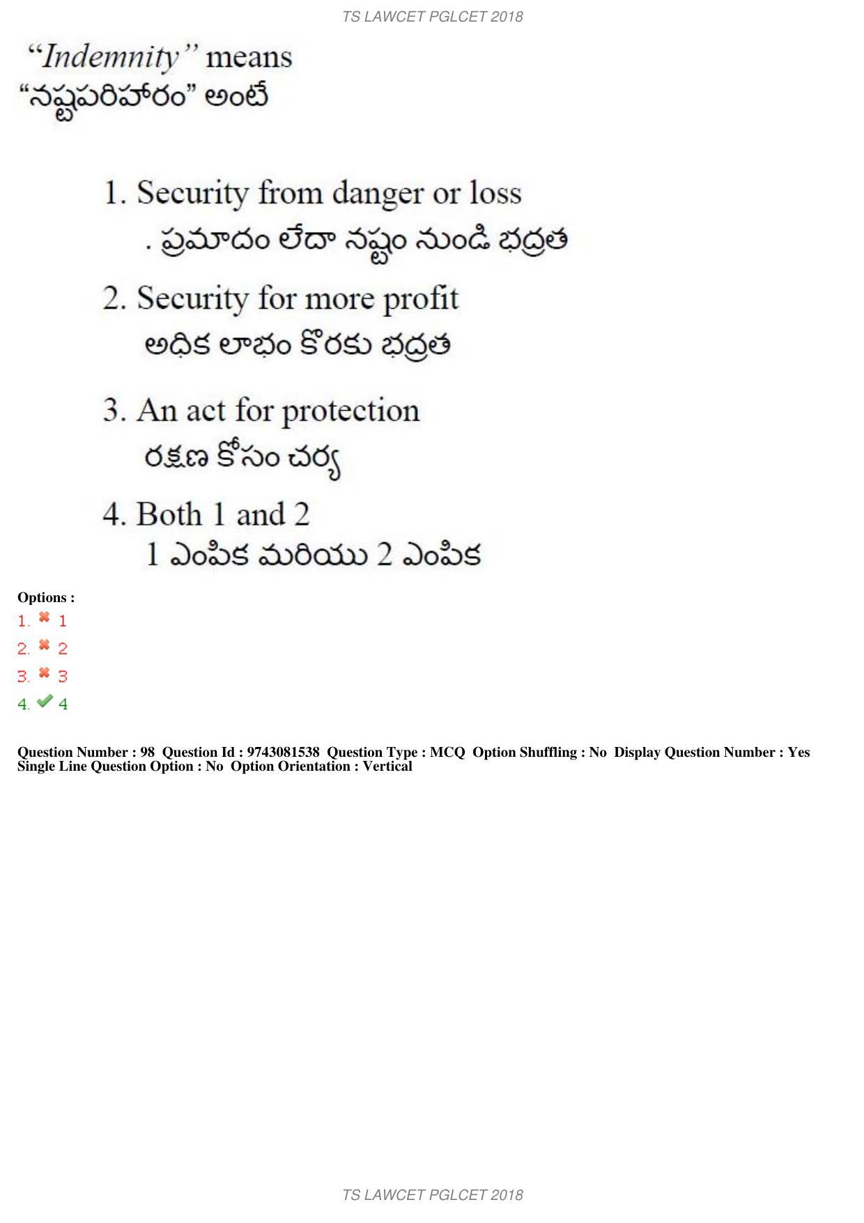TS LAWCET 5 Year 2018 Question Paper - Page 65