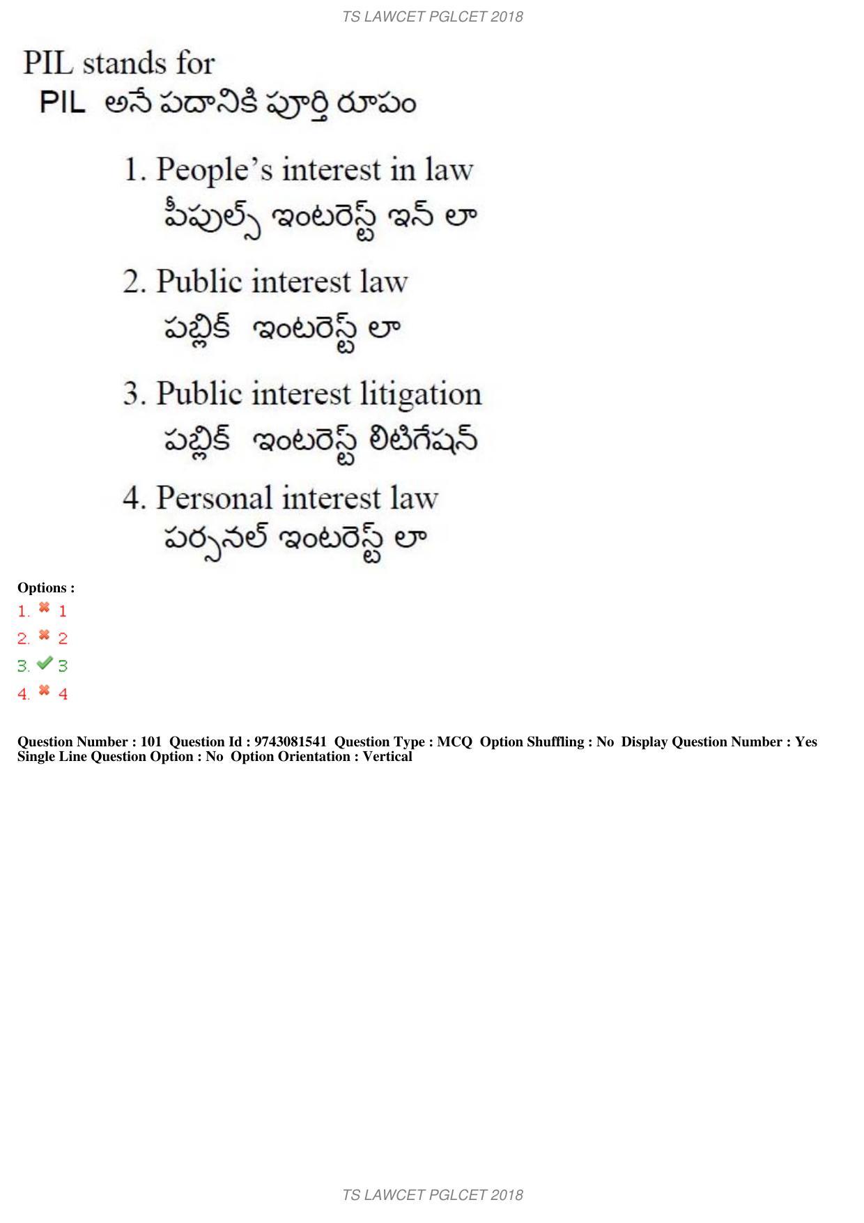 TS LAWCET 5 Year 2018 Question Paper - Page 68