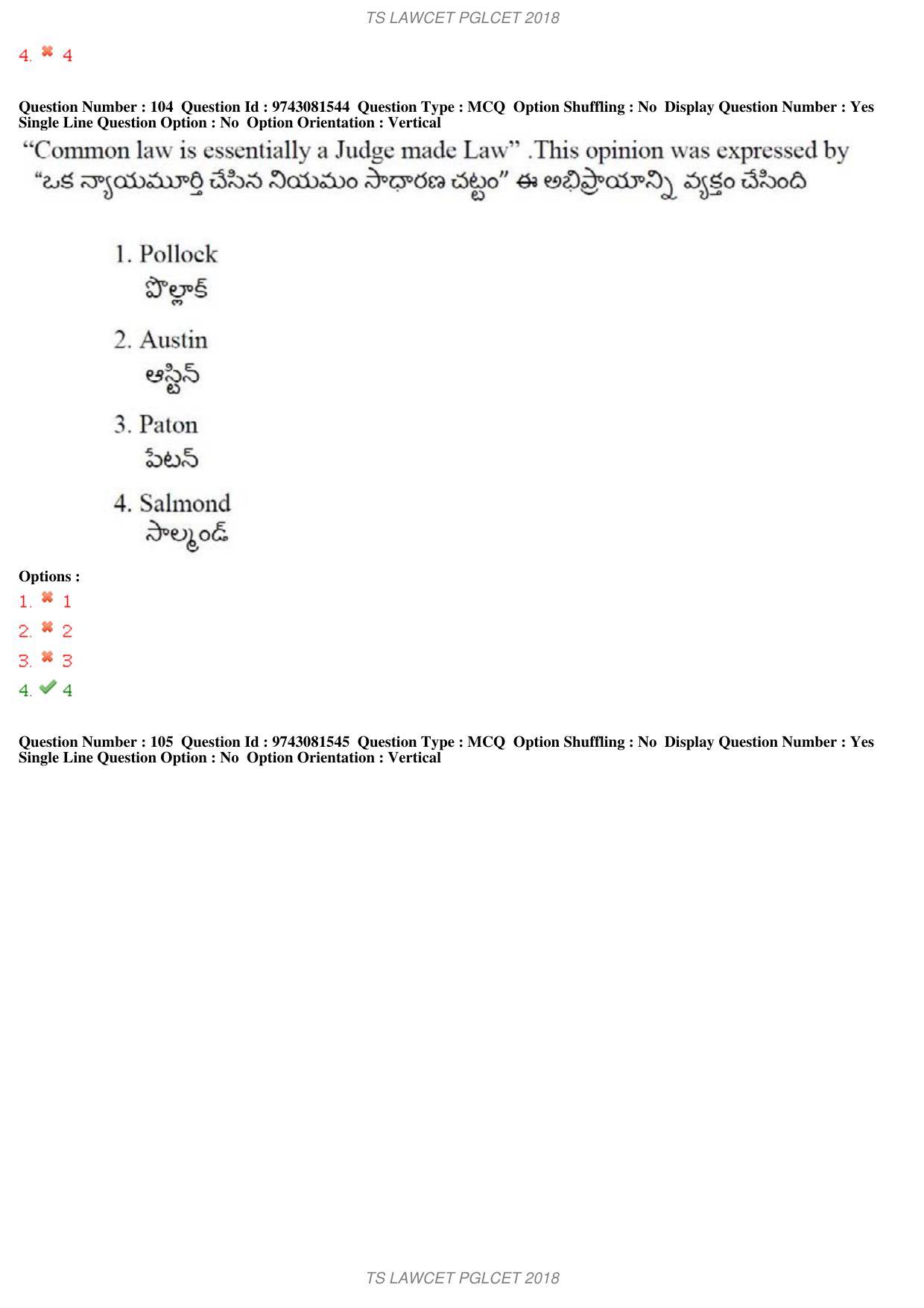 TS LAWCET 5 Year 2018 Question Paper - Page 71