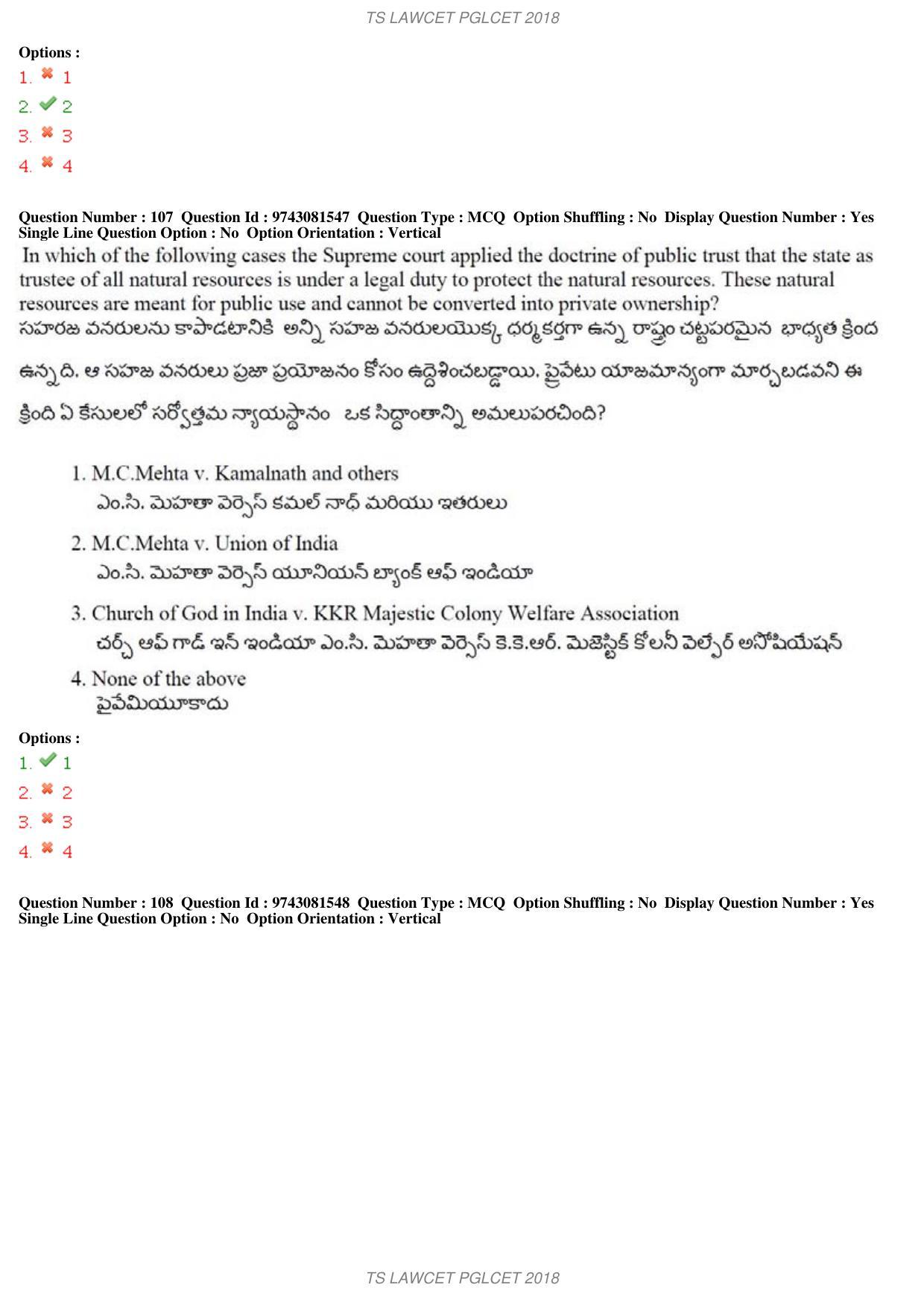 TS LAWCET 5 Year 2018 Question Paper - Page 73