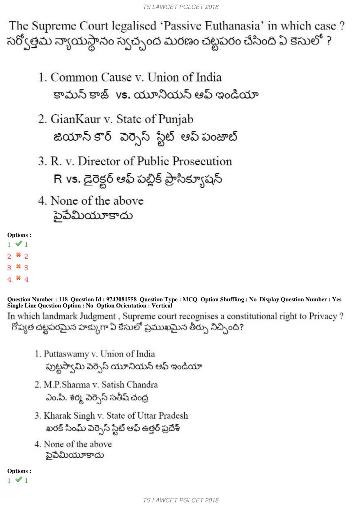 TS LAWCET 5 Year 2018 Question Paper - Page 82