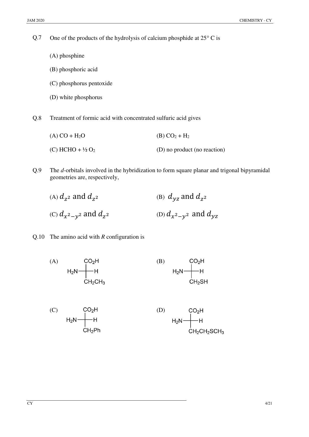 JAM 2020: CY Question Paper - Page 4