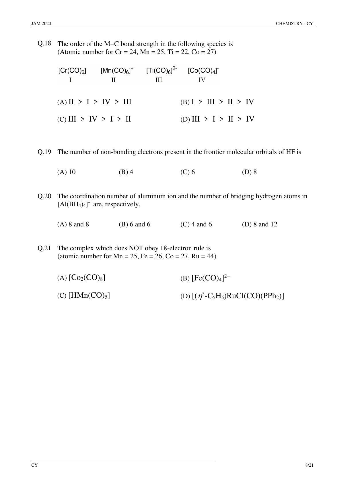JAM 2020: CY Question Paper - Page 8