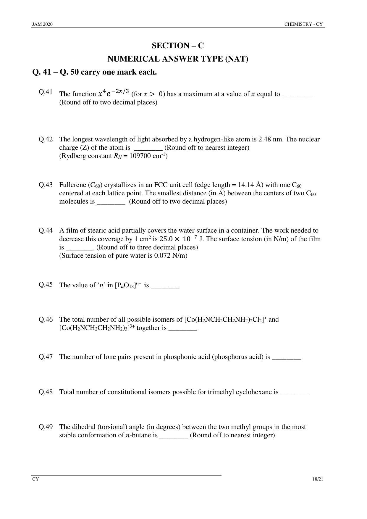 JAM 2020: CY Question Paper - Page 18