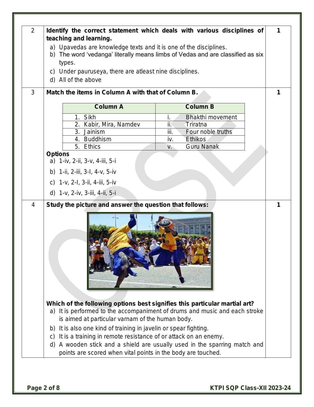 CBSE Class 12 KTPI Sample Paper 2024 - Page 2