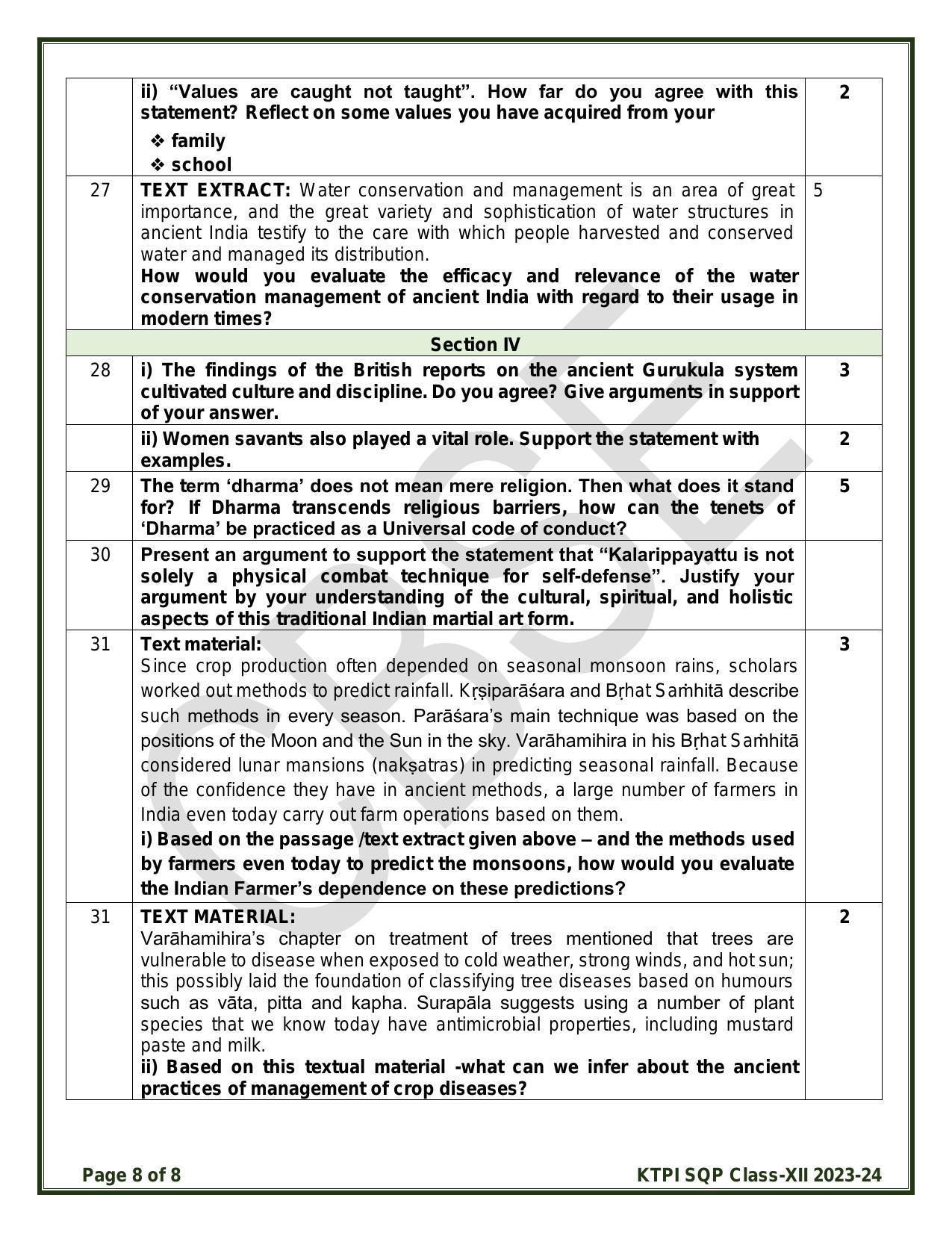 CBSE Class 12 KTPI Sample Paper 2024 - Page 8