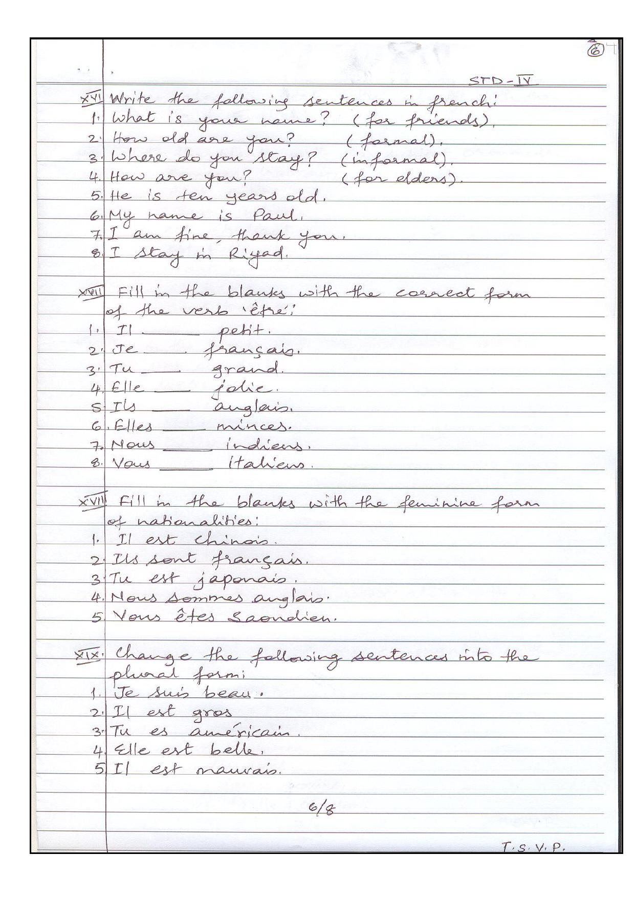 Worksheet for Class 4 French Assignment 5 - Page 2