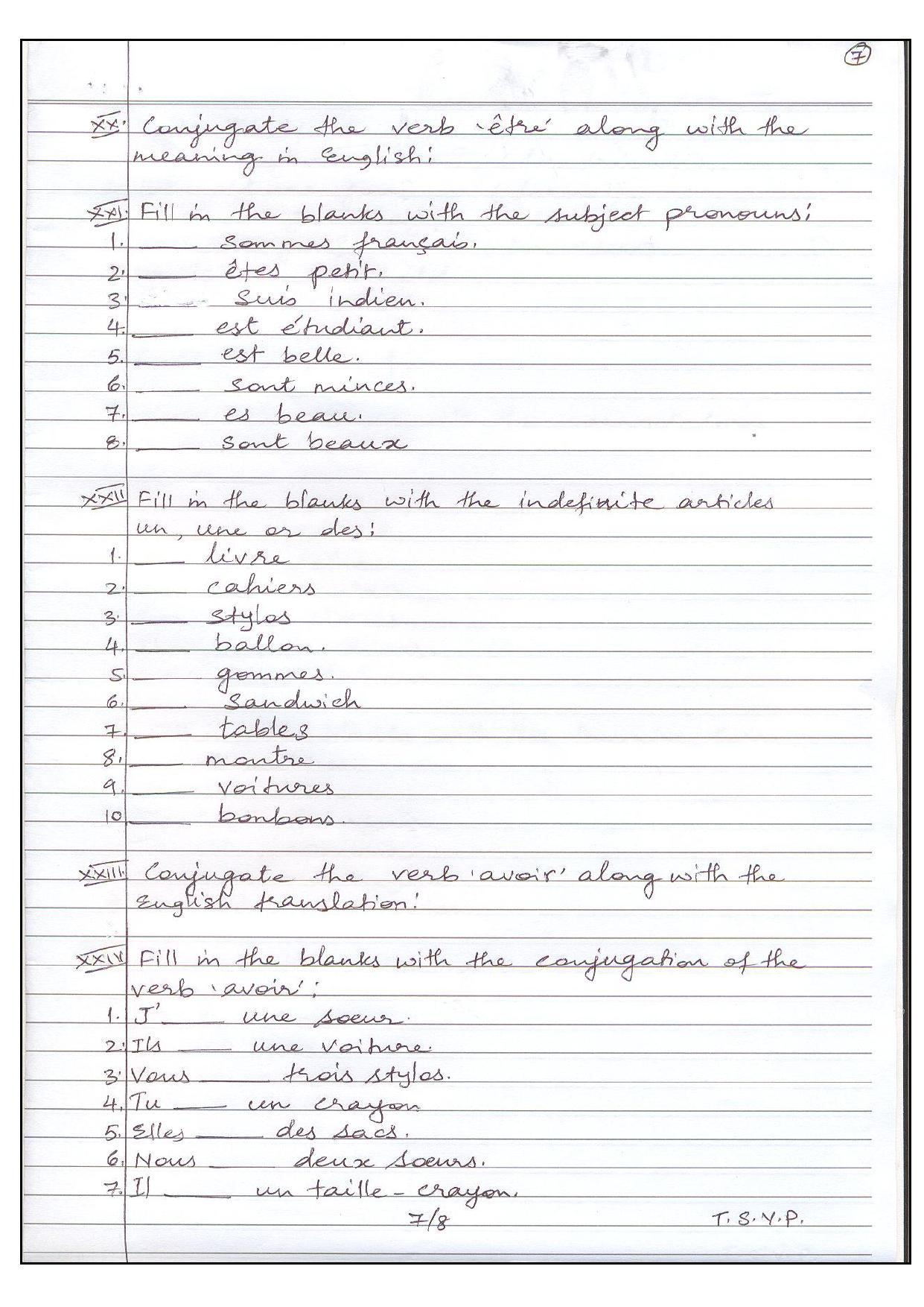 Worksheet for Class 4 French Assignment 5 - Page 3