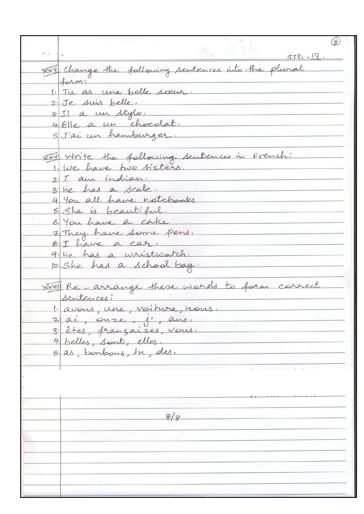Worksheet for Class 4 French Assignment 5 - Page 4