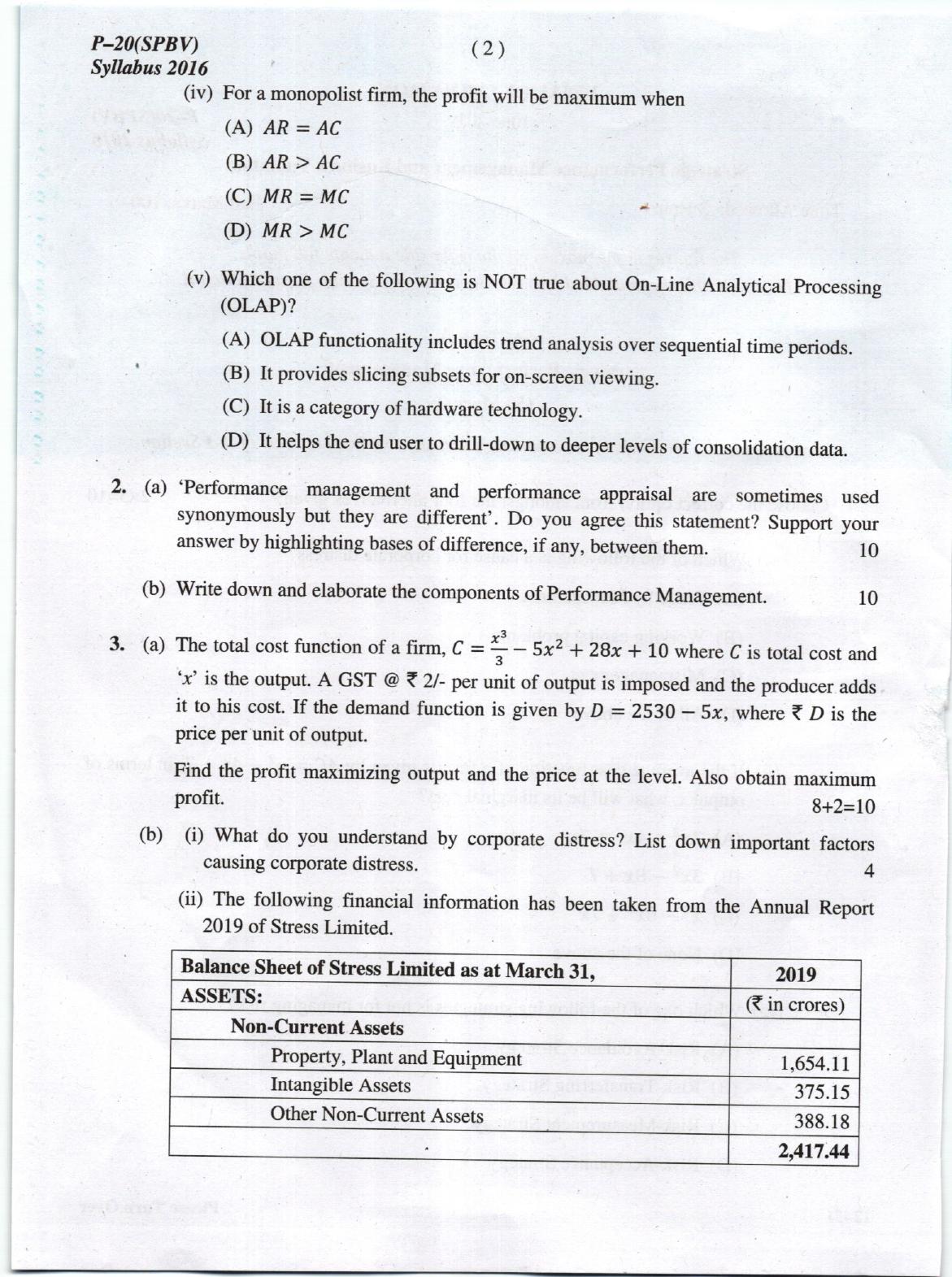 ICMAI June 2019 Strategic Performance Management & Business Valuation Question Paper (Final) - Page 2